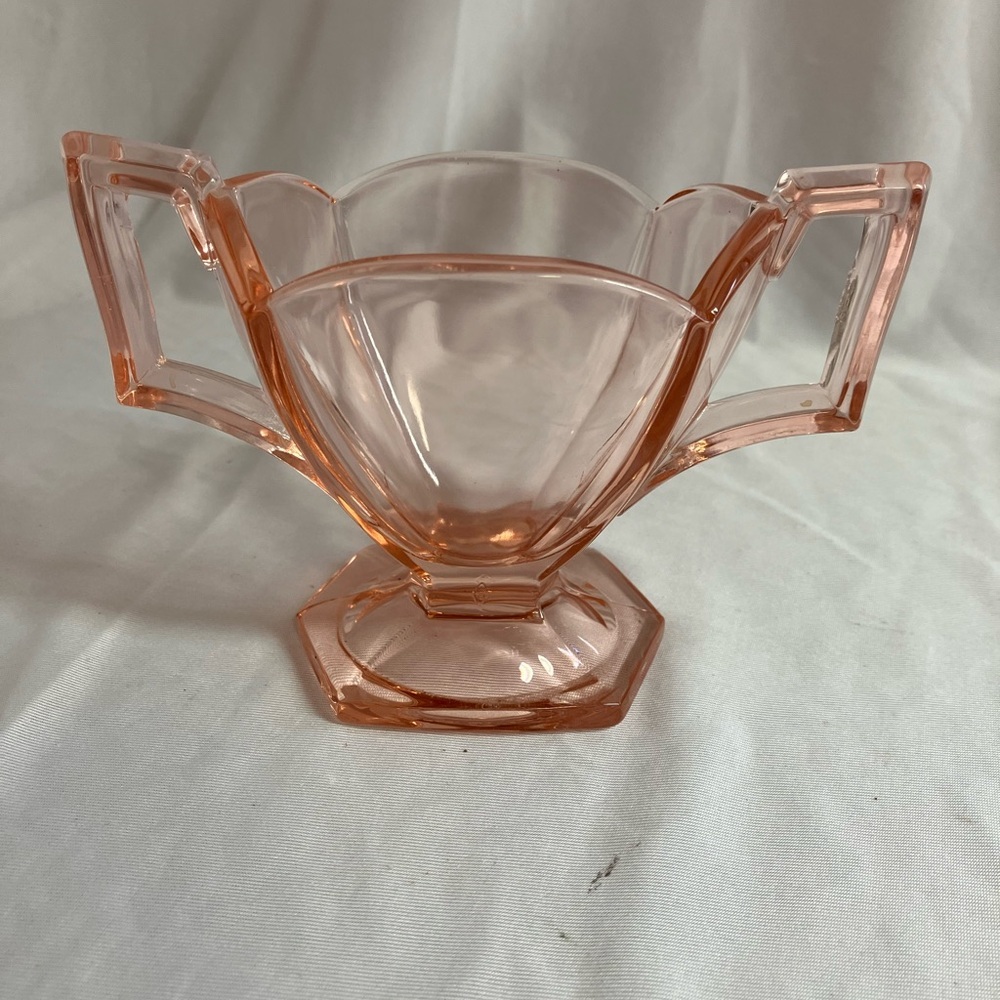 Elegant Pink Glass Dish with Handles